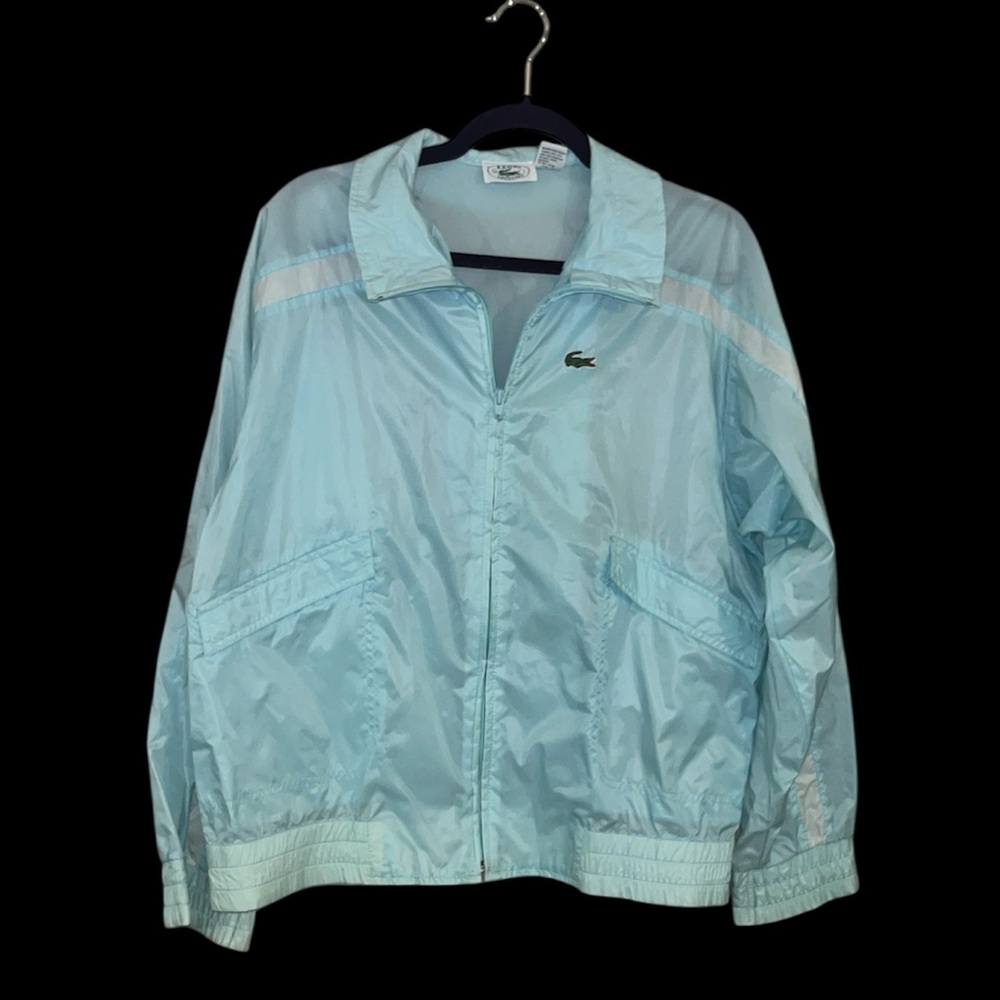 Vintage Izod Lacoste windbreaker bomber jacket baby blue size large preppy